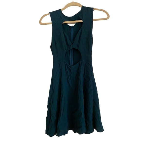 Reformation / teal  Blue Cutout crepe  Mini Dress XS - Picture 1 of 5